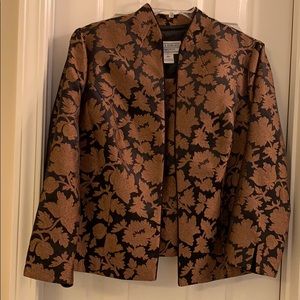 Jessica Howard Blk& bronze brocade jacket/top 16WP